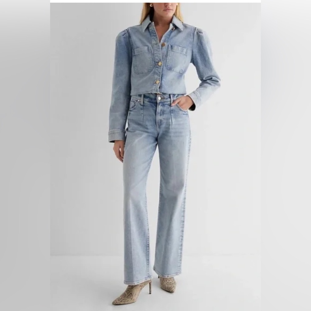 BRAND NEW Express Stylish Blue Denim Shirt Jacket. Size S - Picture 2 of 9